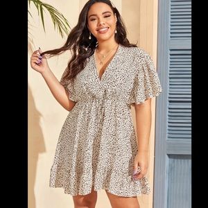 Tie Waist Ruffle Hem Leopard Dress